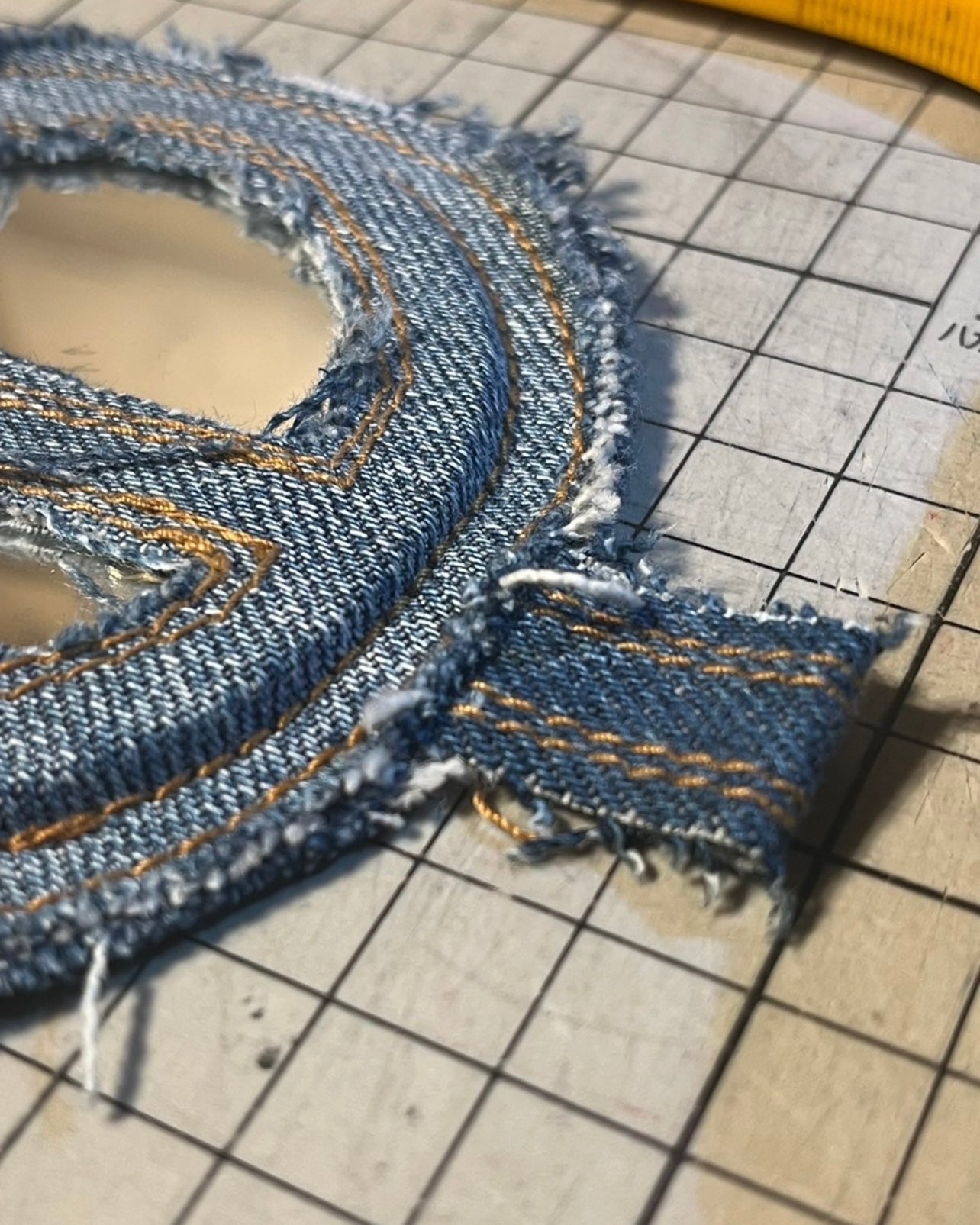 ''Peace is mirroring'' Denim Mirror - Blue x Gold