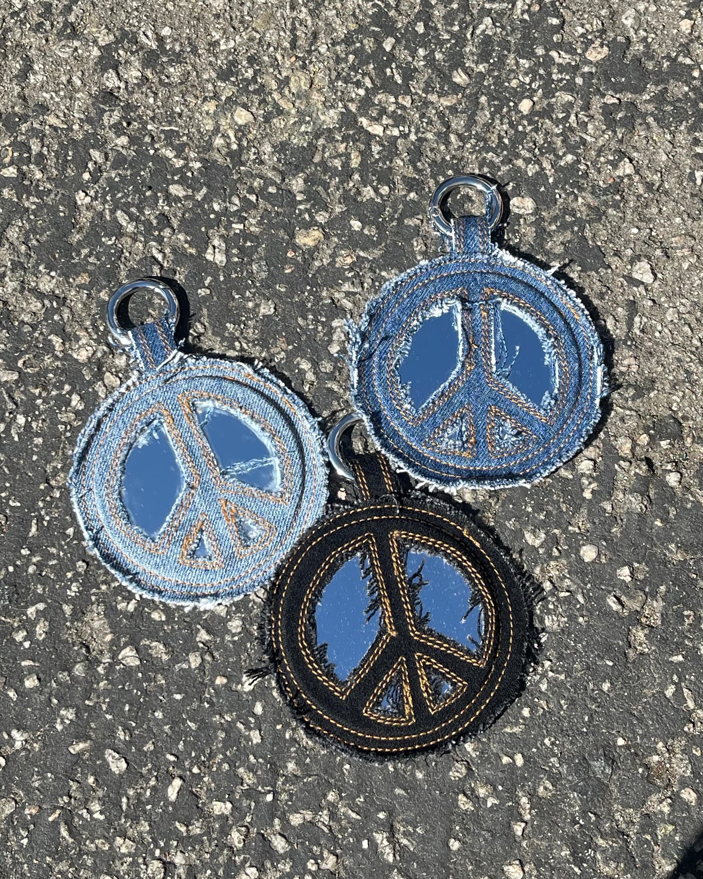 ''Peace is mirroring'' Denim Mirror - Blue x Gold