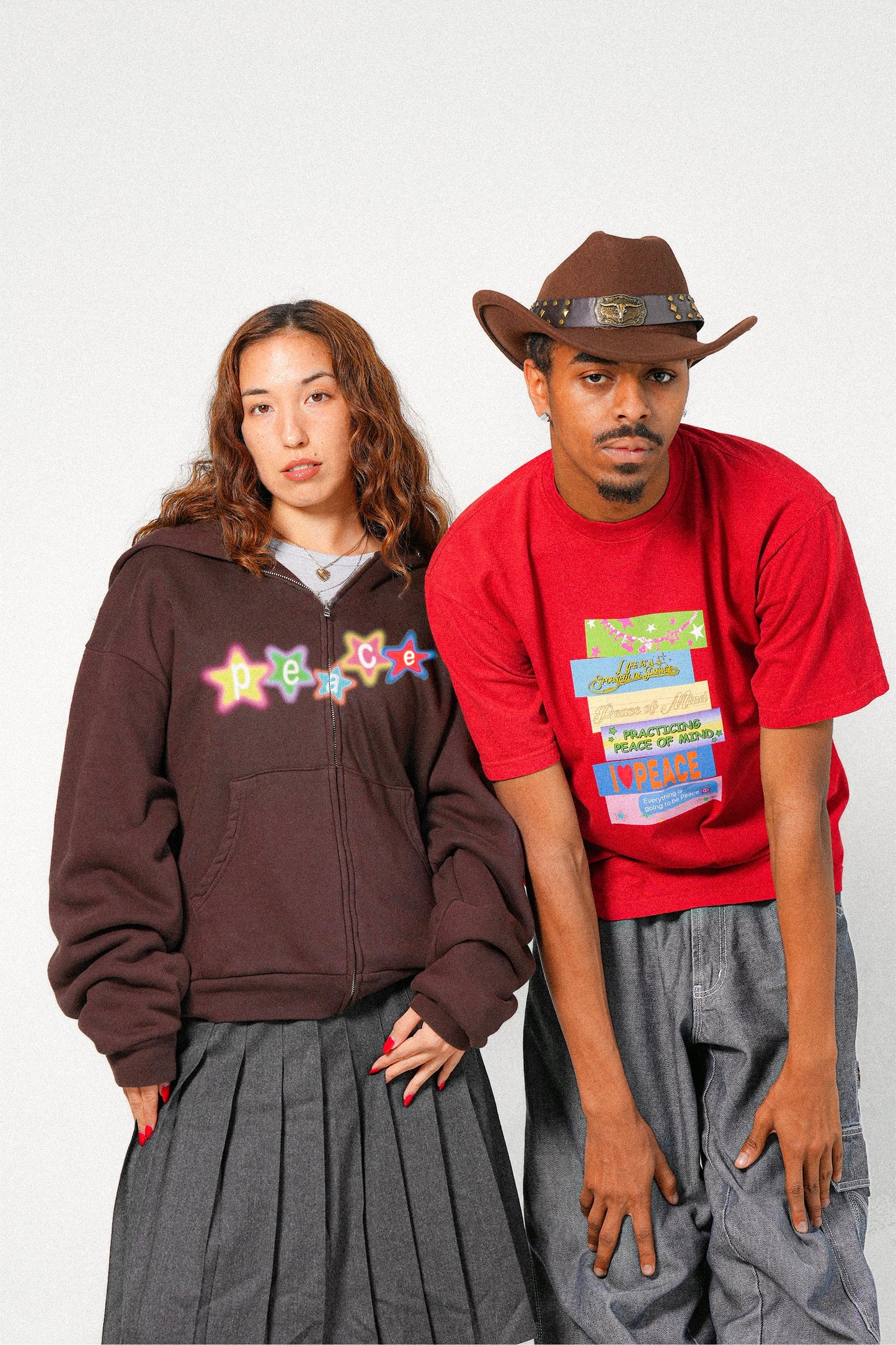 Peace Star Logo Thermal Zip Up Hoodie