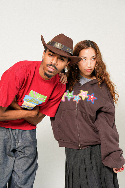 Peace Star Logo Thermal Zip Up Hoodie