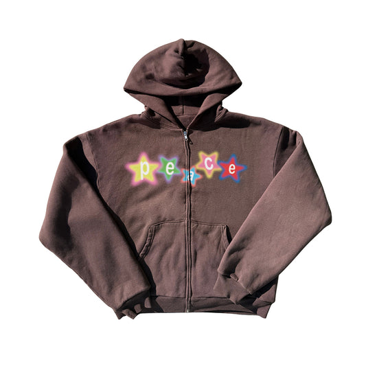 Peace Star Logo Thermal Zip Up Hoodie