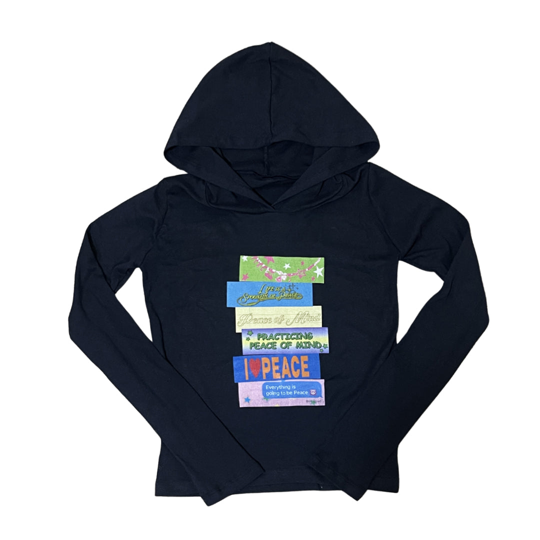 Peace Sticker Stack Hooded Long Sleeve