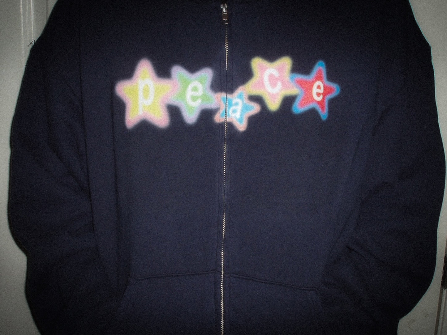 Peace Star Logo Thermal Zip Up Hoodie